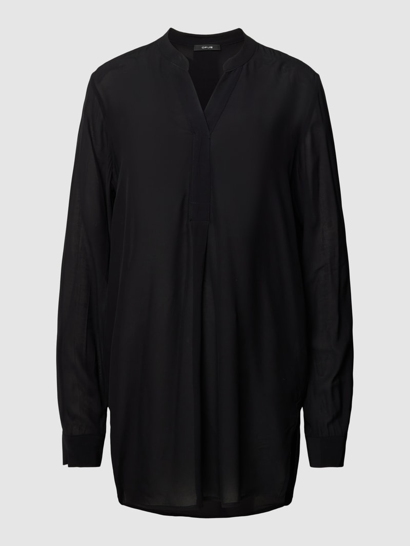 Bluse mit Serafino-Ausschnitt Modell 'Facura' in schwarz