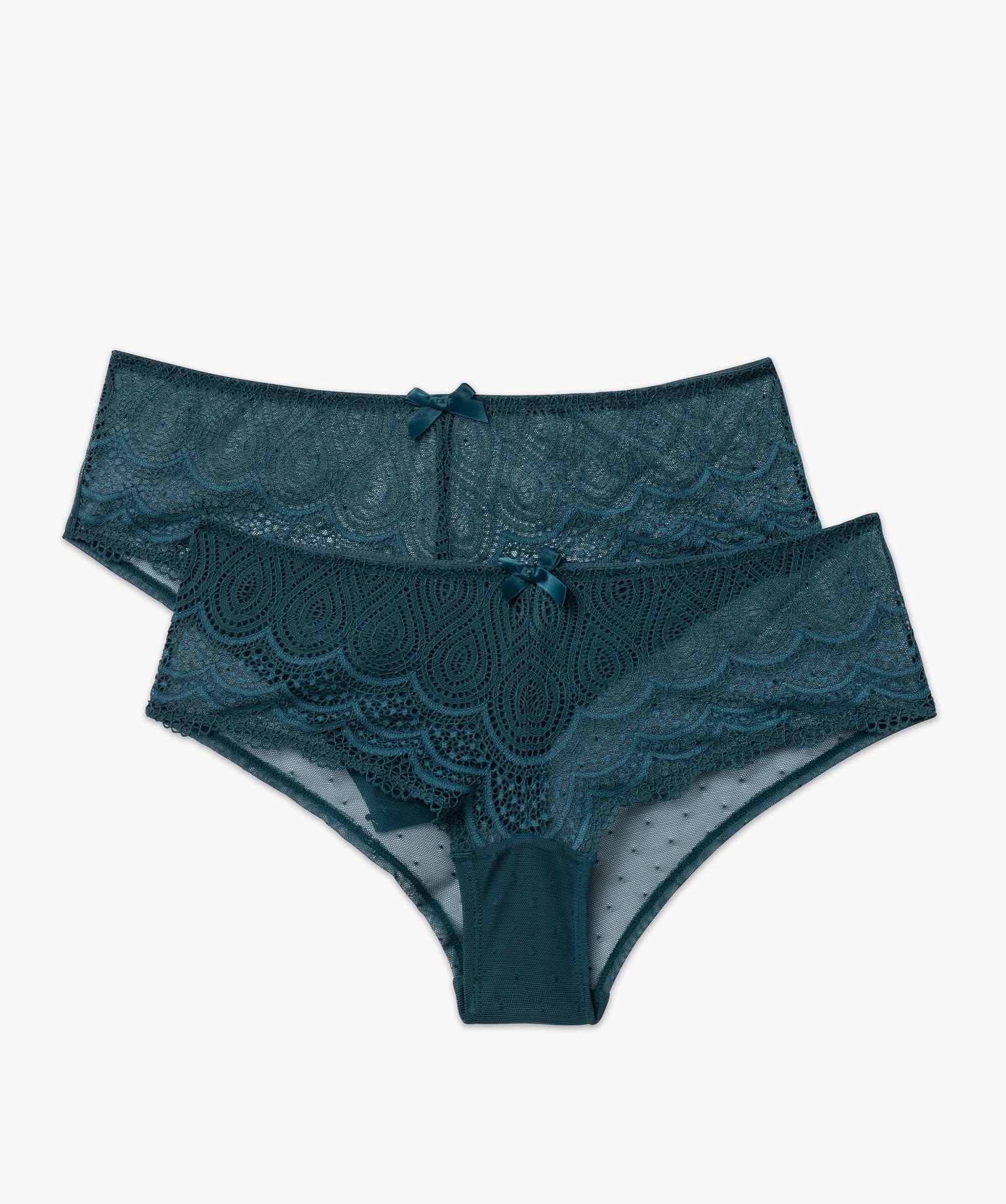 Shorty en dentelle et tulle femme (lot de 2) bleu | GEMO