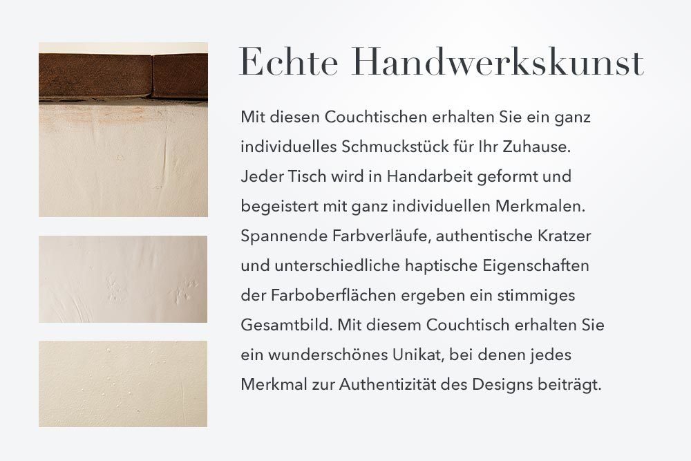 riess-ambiente Couchtisch JAKARTA 70cm weiß / natur, Wohnzimmer · recyceltes Massivholz · rund · mit Fach · Metall · Boho