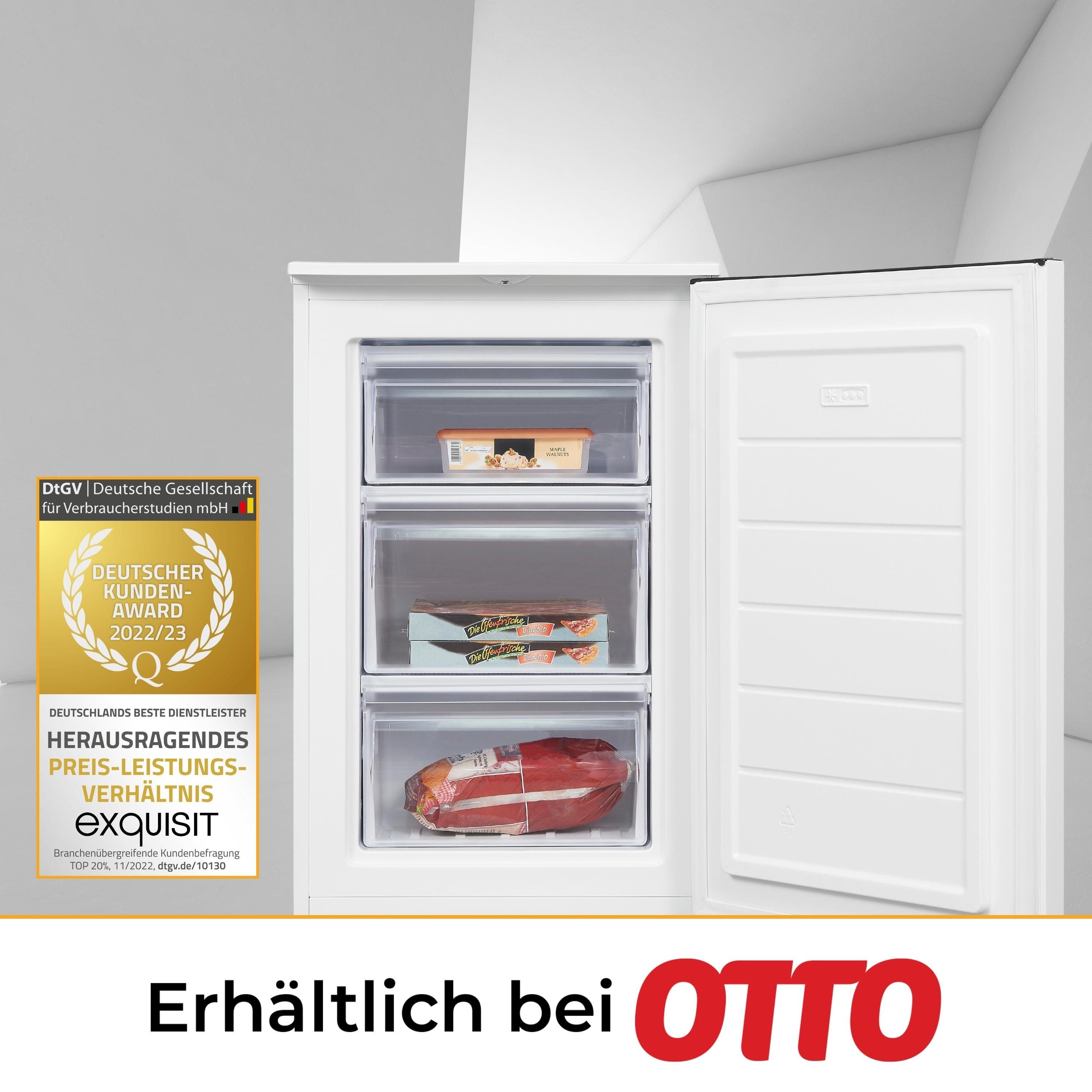 exquisit Gefrierschrank GS581-040C weiss, 85.5 cm hoch, 54.5 cm breit, Griffmulde