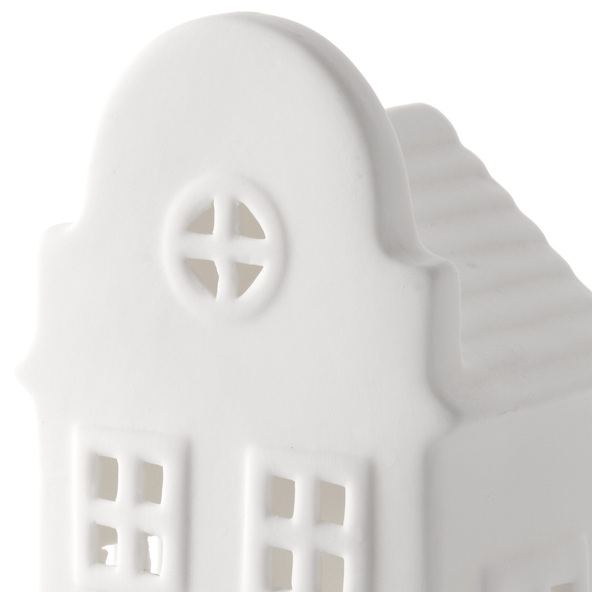 Großes  LED-Deko-Haus aus Porzellan weiss