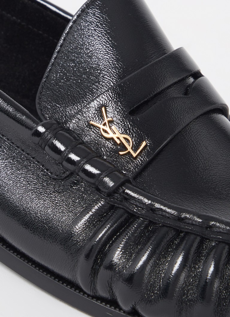 Saint Laurent Le mokasīni no teļādas ar lakotu apdari un logotipu