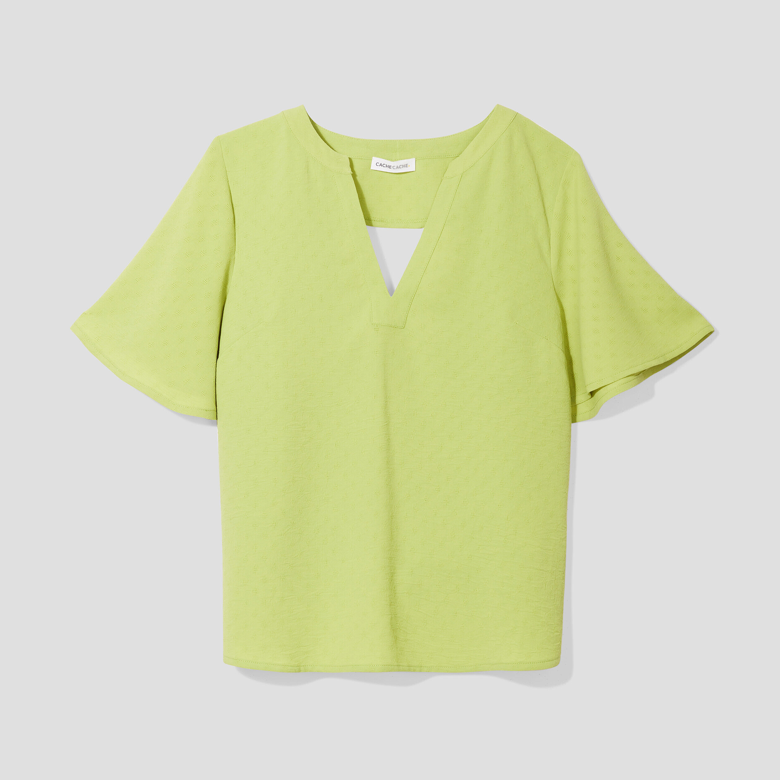 Blouse manches courtes vert anis femme | Cache Cache