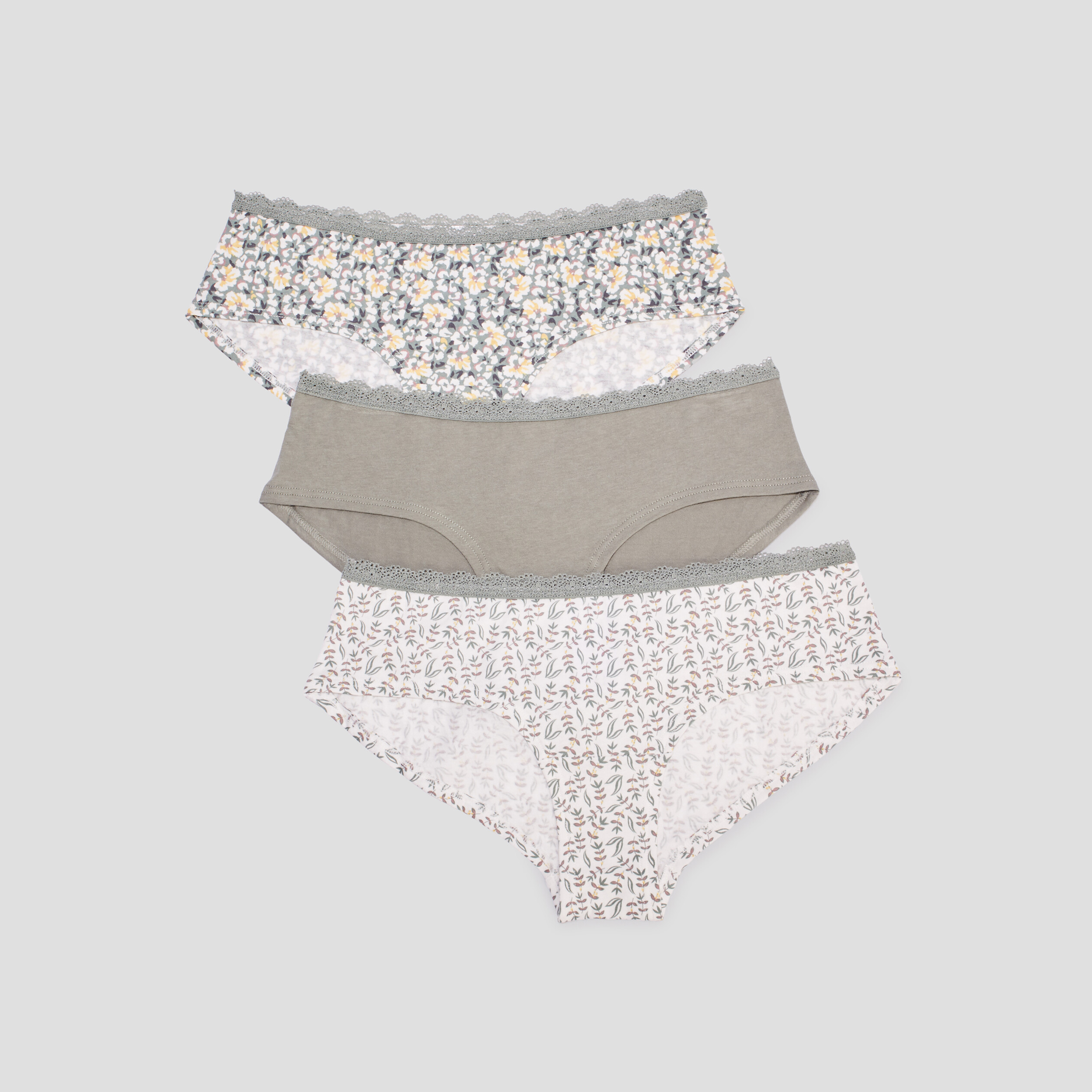 Lot 3 shorty coton vert kaki femme | La Halle