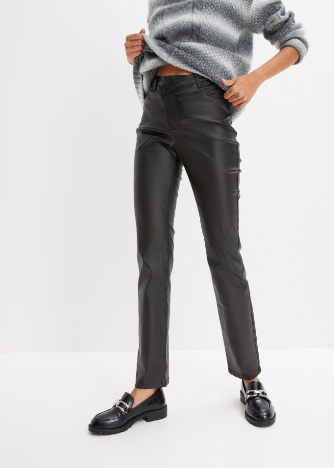 Lederimitat-Hose mit schrägem Bund
