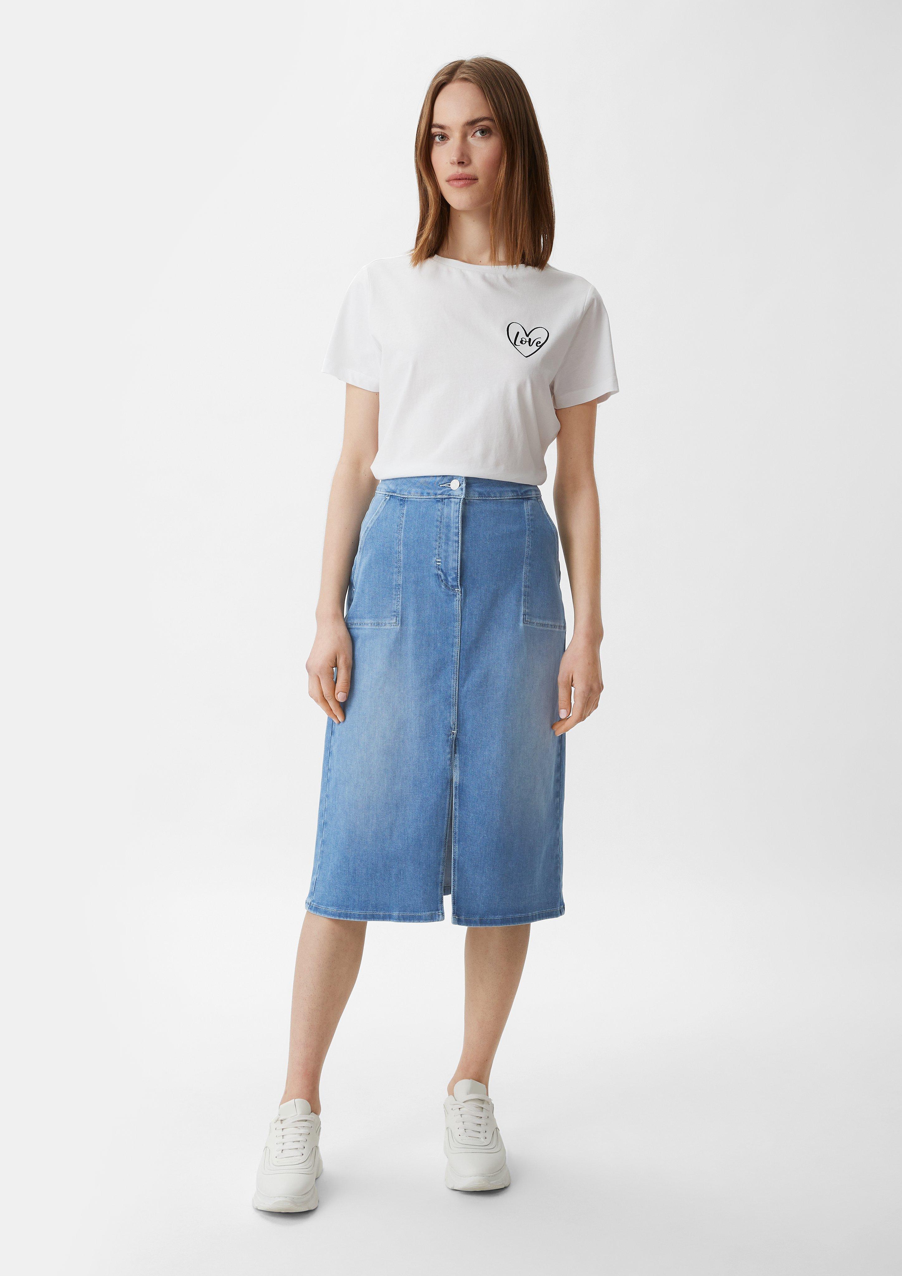 Midi-Rock aus Denim - blau