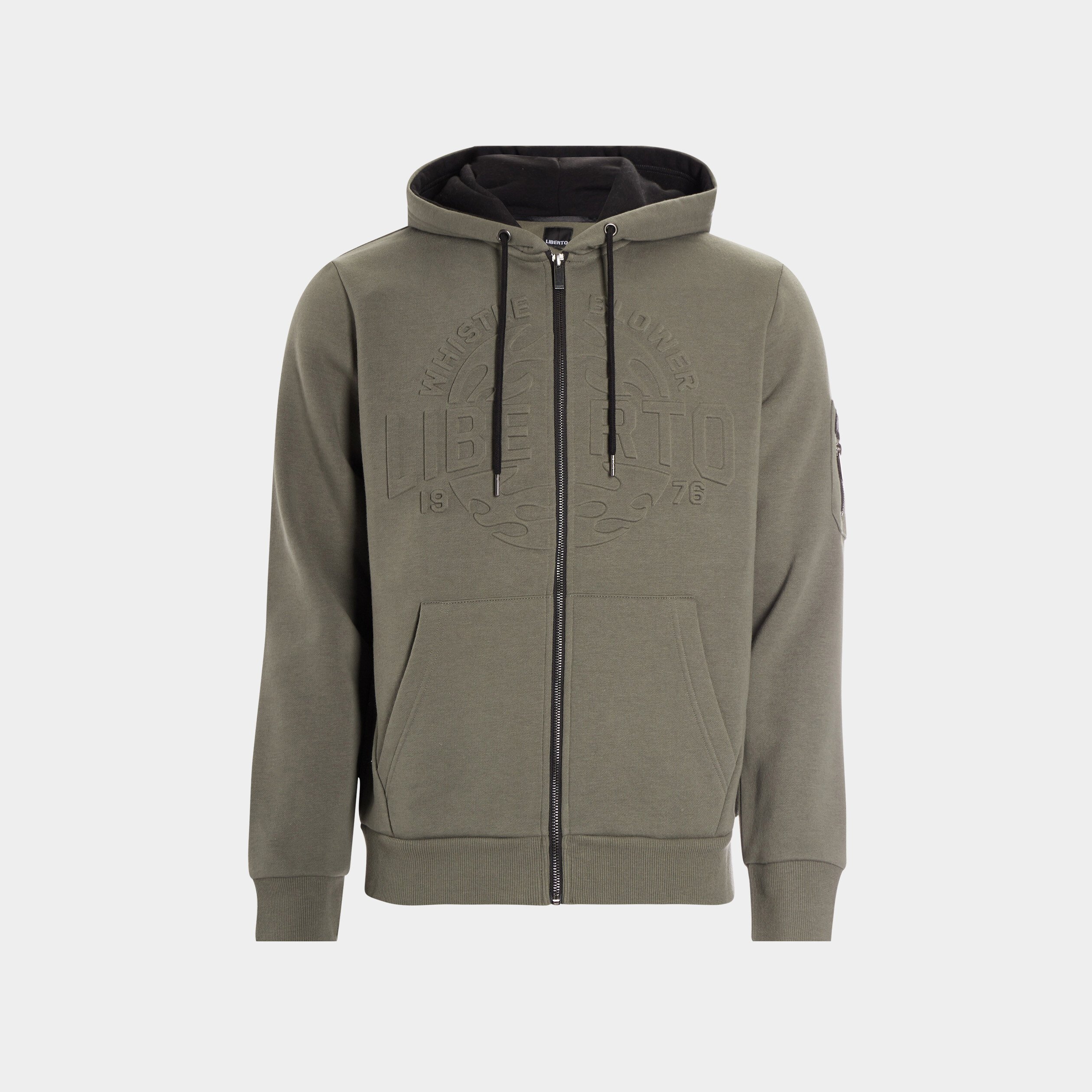 Sweat zippé à capuche Liberto vert kaki homme | La Halle