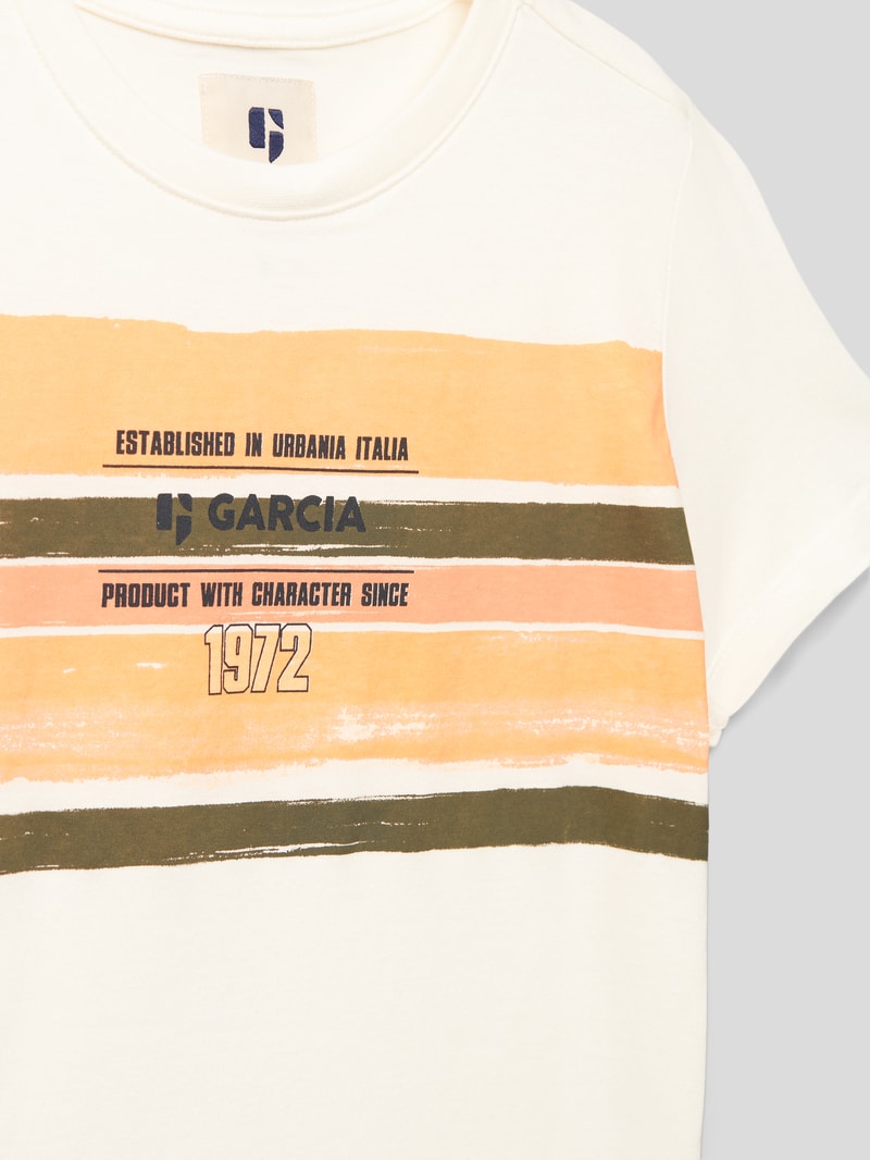 T-Shirt mit Label-Print in weiß