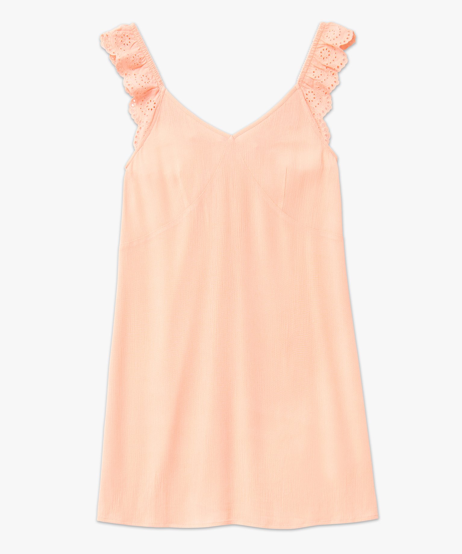 Nuisette femme à bretelles en broderie anglaise rose | GEMO