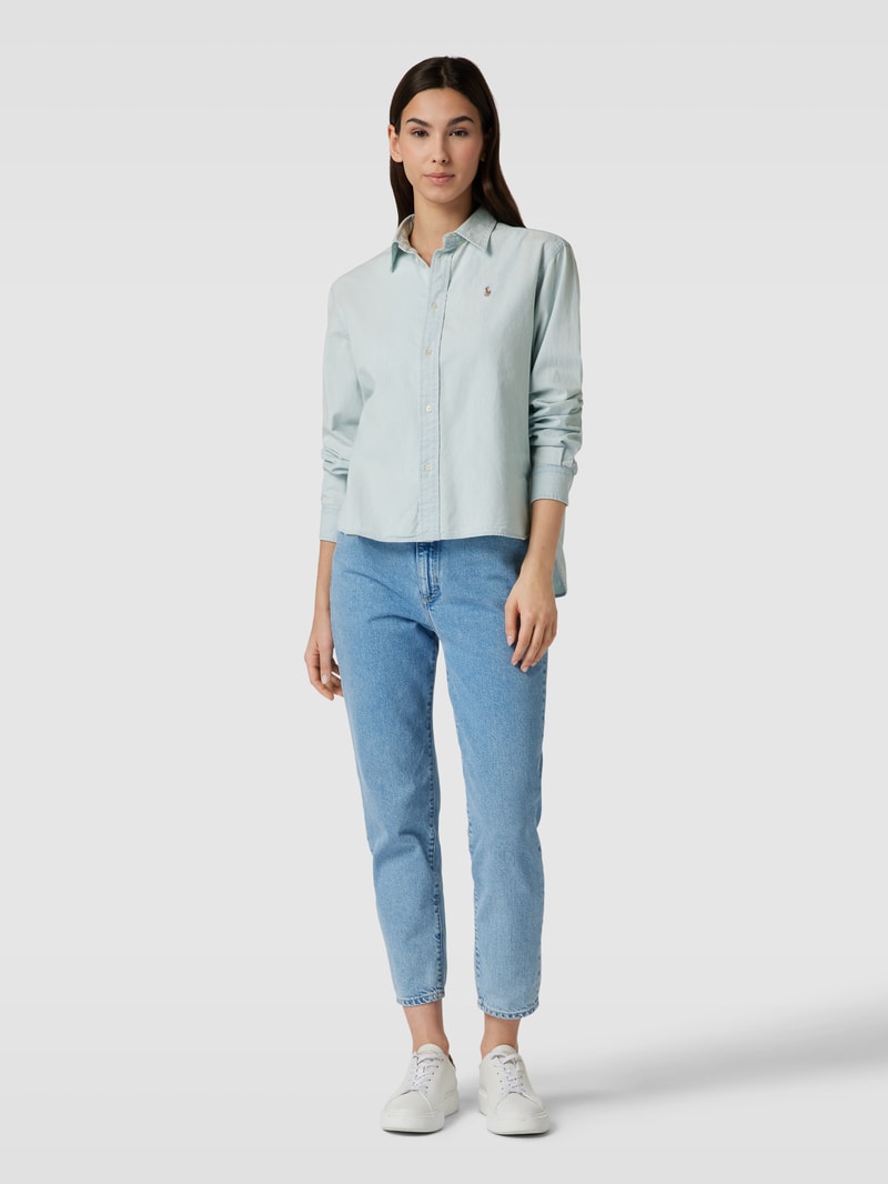 Jeansbluse mit Hemdblusenkragen in jeans