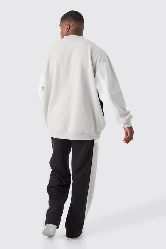 Plus Oversize Colorblock Sweatshirt-Trainingsanzug