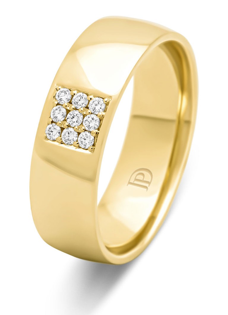 Anello Diamond Point in oro giallo, diamante da 0,09 ct, fede nuziale