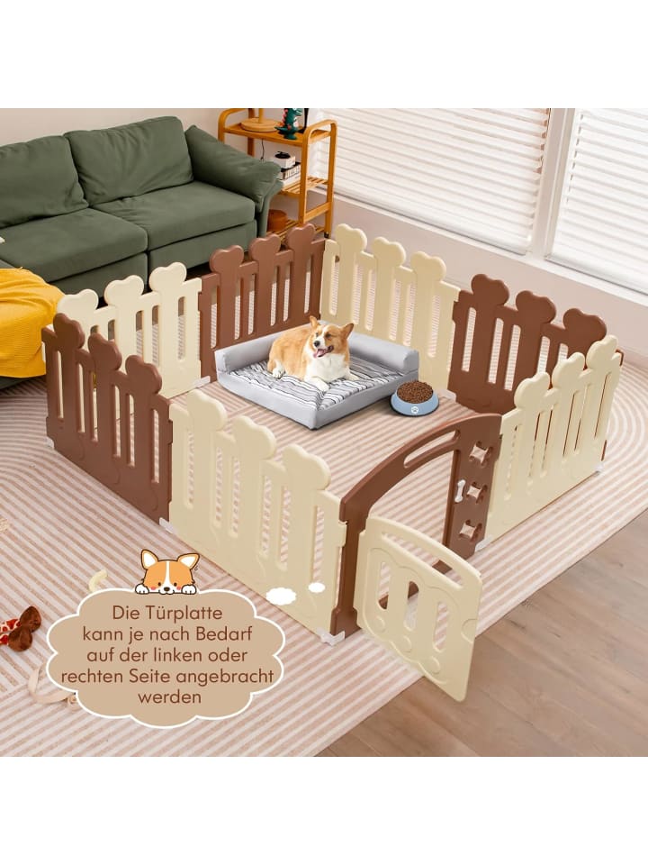 COSTWAY Laufstall für Hunde 8 Panel in Beige günstig kaufen 60 cm
