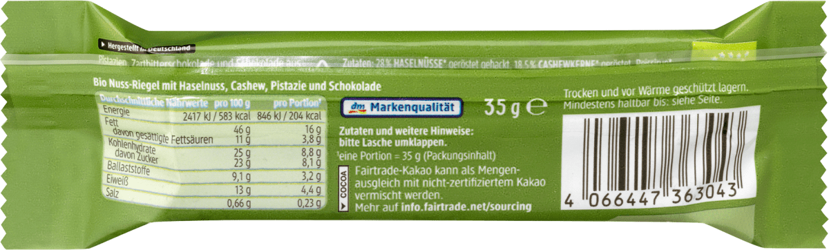 Nussriegel, Hazelnut, Cashew & Pistachio, 35 g