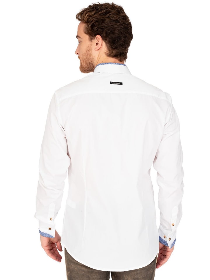 Gipfelstürmer Hemd 420017-2487 in weiß-mittelblau günstig kaufen