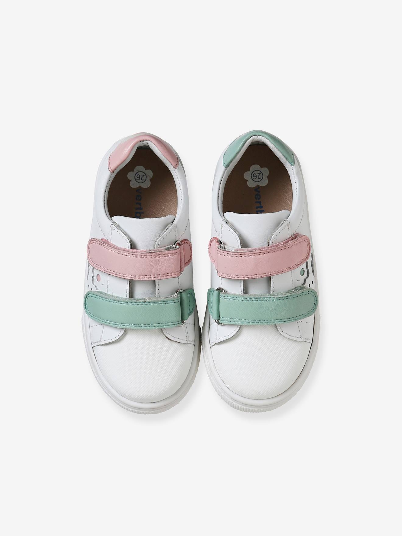 Baskets scratchées filles en cuir blanc
