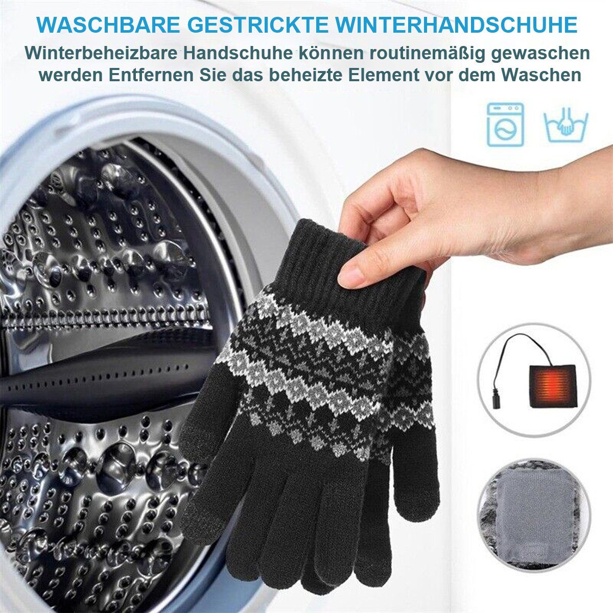 Yoyaxi Winter-Arbeitshandschuhe Gestrickte Handschuhe. Warme Fingerhandschuhe USB-beheizte Handschuhe für Männer und Frauen mit Touchscreen