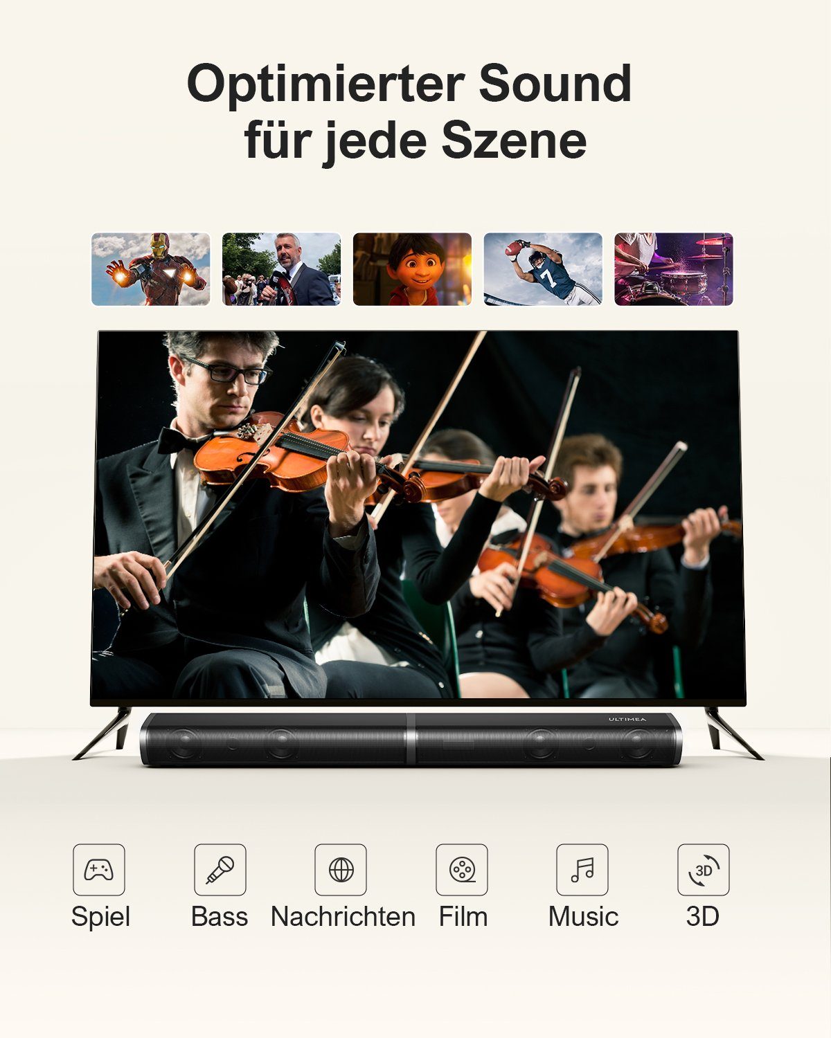 Ultimea Tapio VII 2.1 CH Soundbar (ARC, USB, Optical, 190 W, mit Subwoofer)