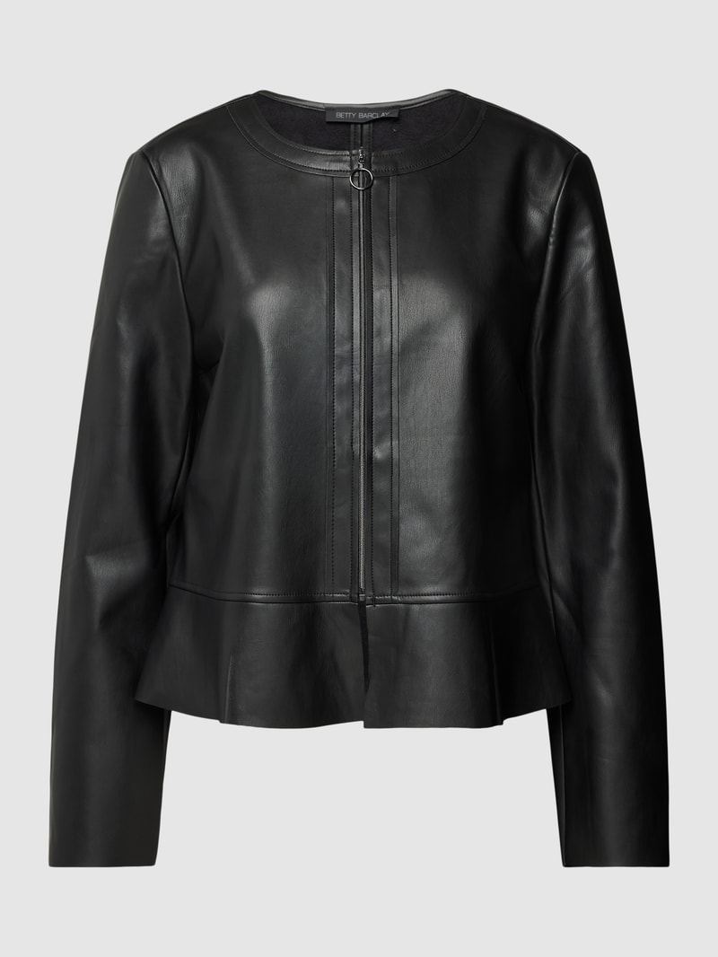 Jacke in Leder-Optik in schwarz