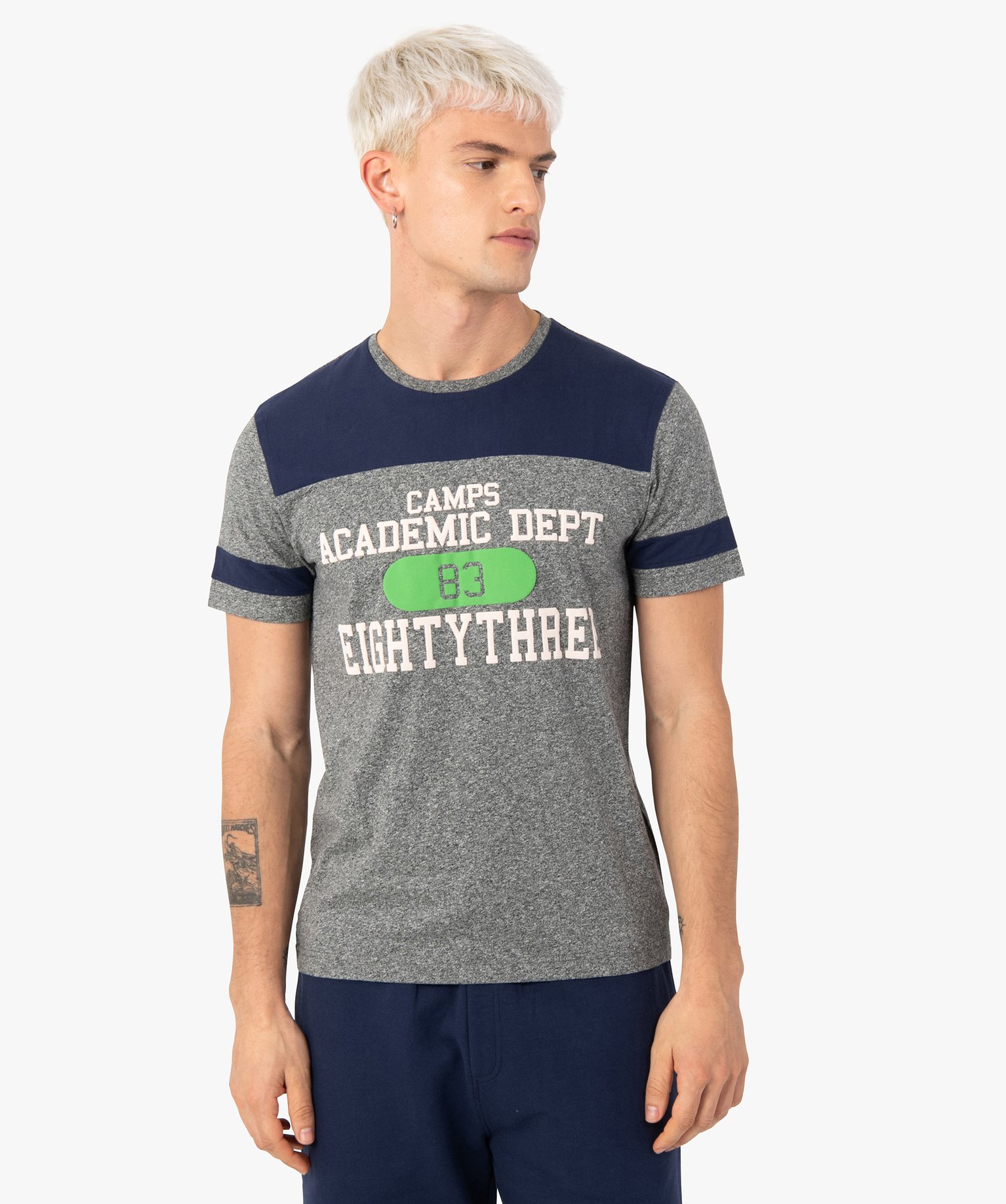Tee-shirt homme bicolore à manches courtes – Camps United gris | GEMO