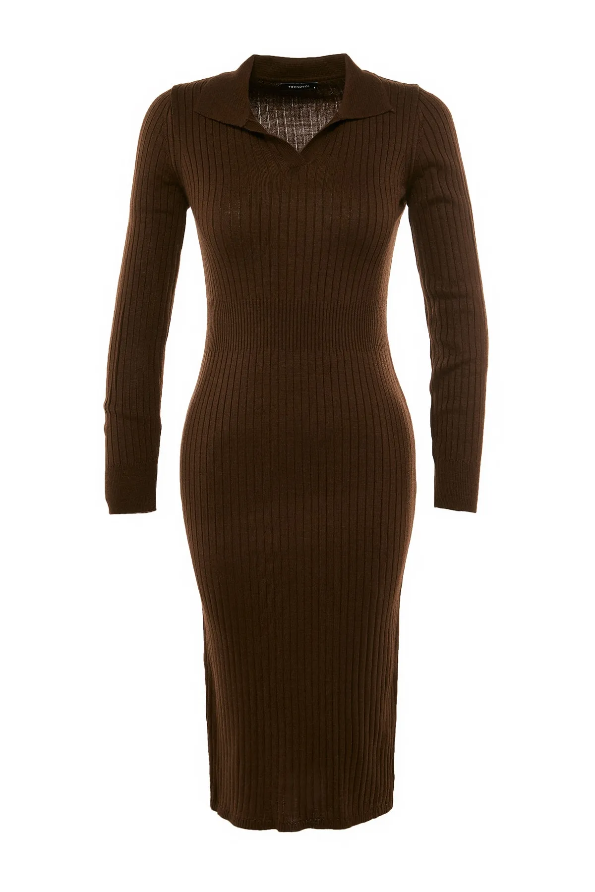 Trendyol Collection  Braun Braunes Midi-Strickkleid mit Rollkragen TWOAW22EL1376 Kleid TWOAW22EL1376