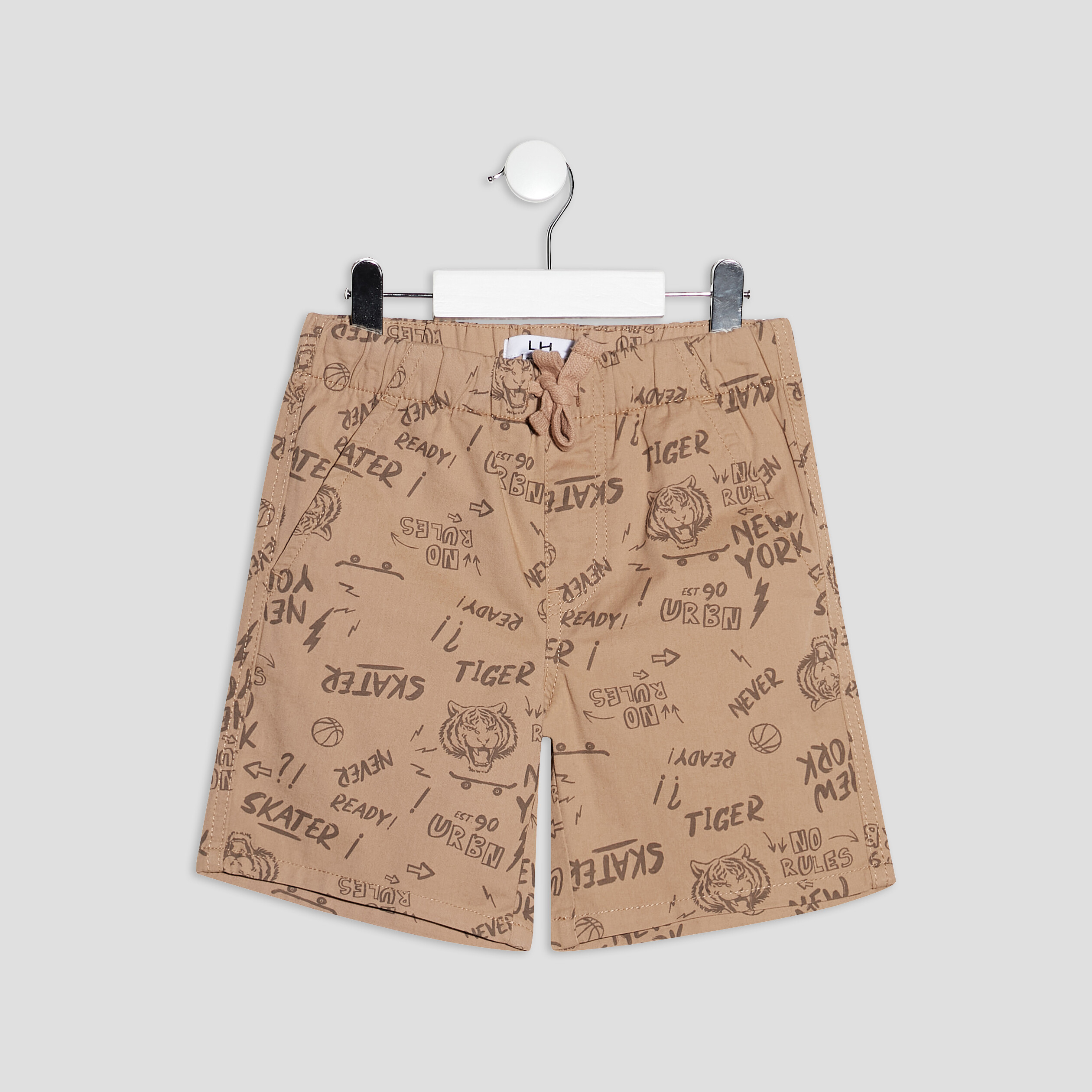 Short droit taille élastiquée marron clair garçon | La Halle