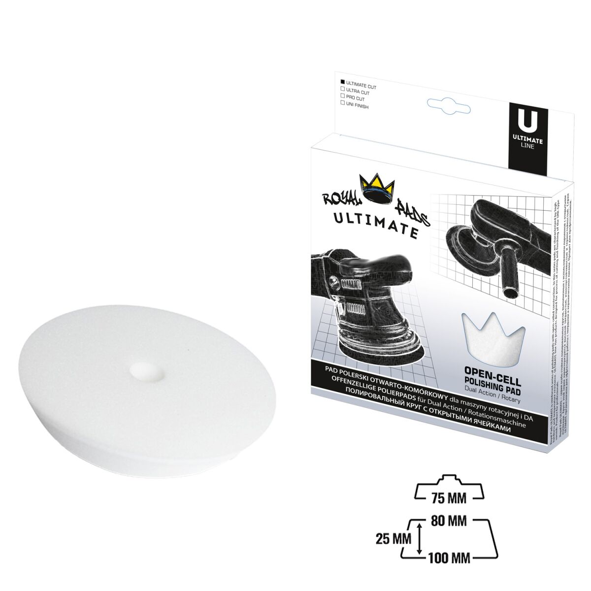 Royal Pads ULTIMATE Cut Schaum-Polierpad 80mm weiß