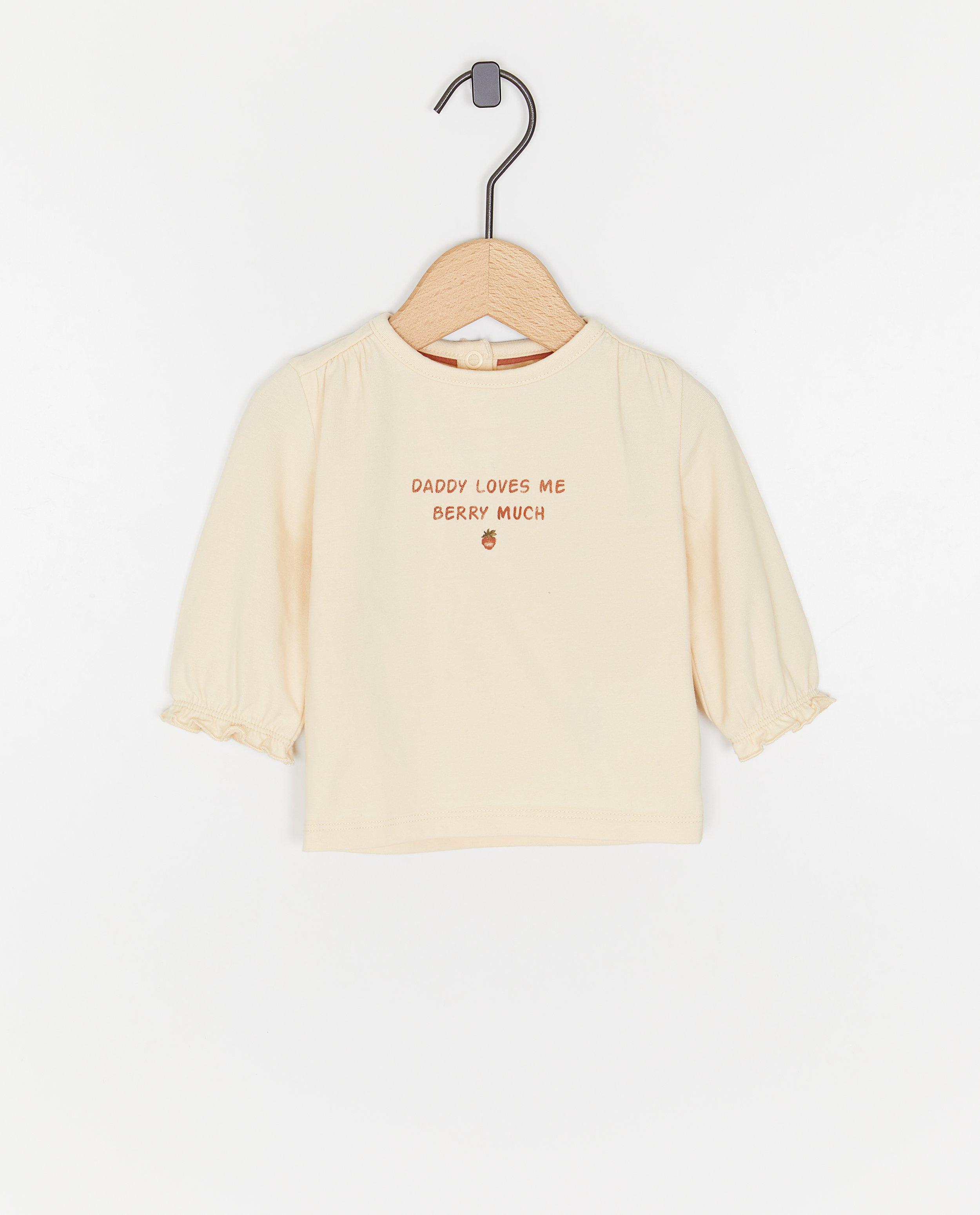 Tricou cu mânecă lungă pentru nou-născuți 50-68 cu litere albe
