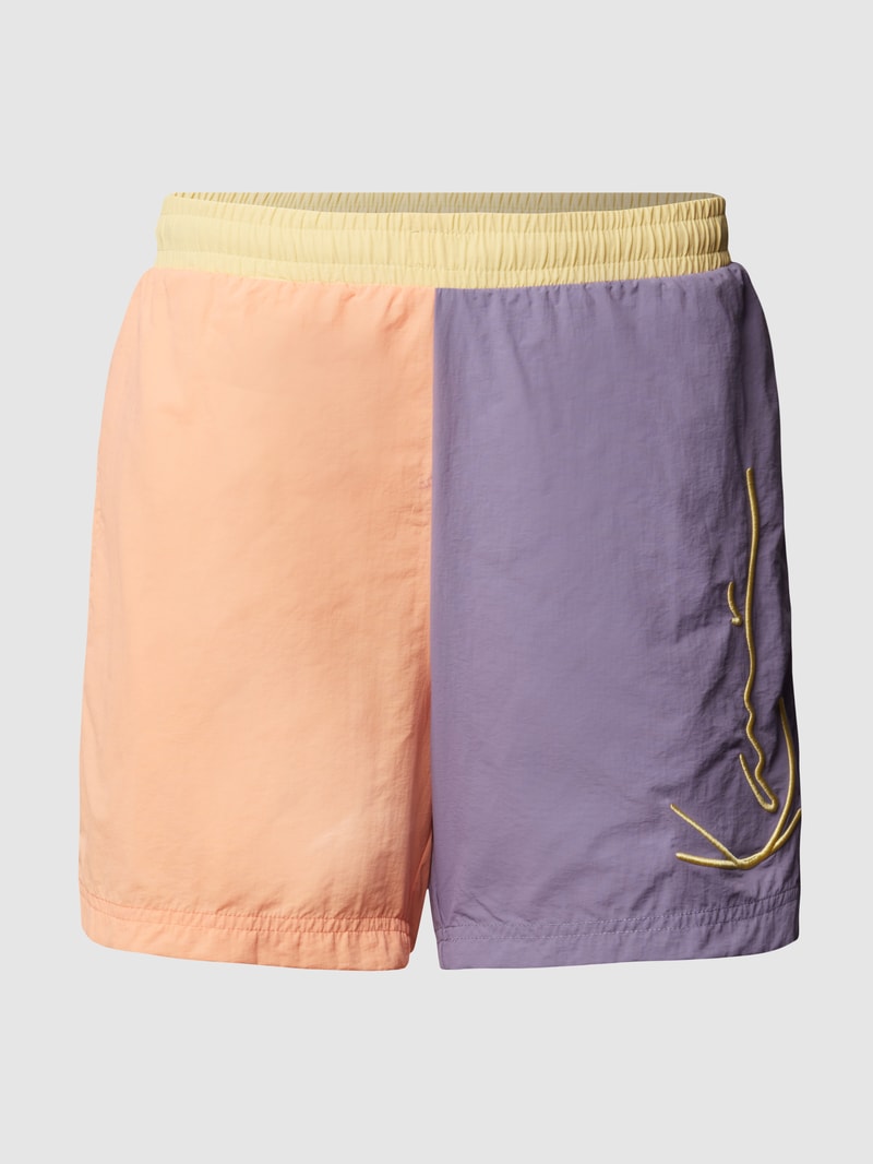 Badehose mit Label-Stitching in orange
