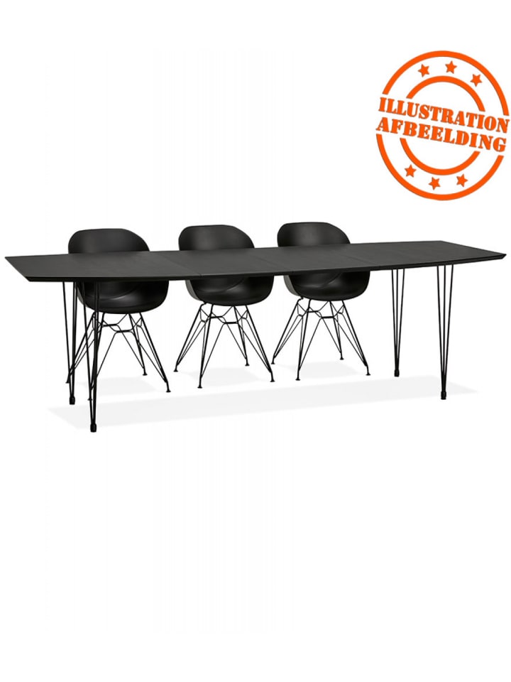 KADIMA DESIGN Ausziehbarer Esstisch aus Eschenholz und Metall | Industrieller Stil in Schwarz günstig kaufen onesize