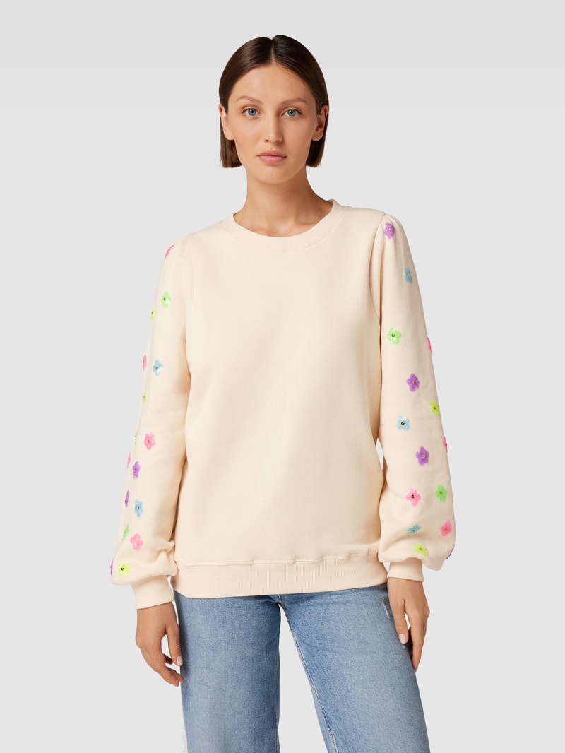 Sweatshirt mit Paillettenbesatz Modell 'ON' in offwhite