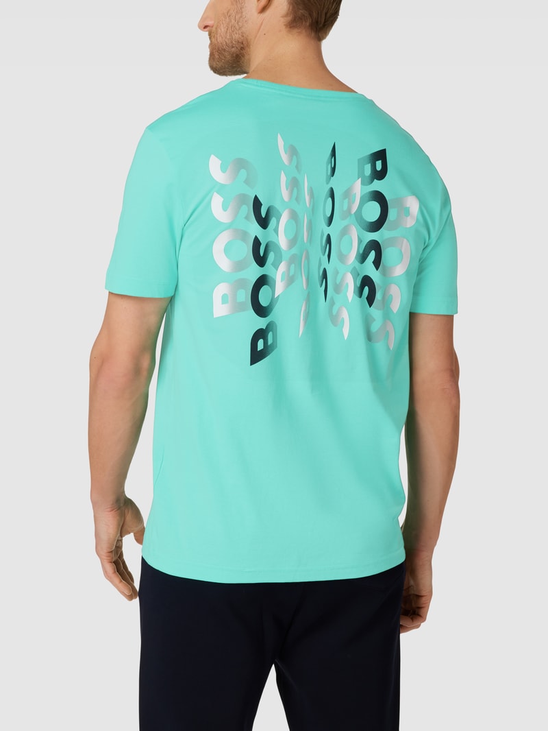 T-Shirt mit Label-Print Modell 'Tee 7' in hellgrün