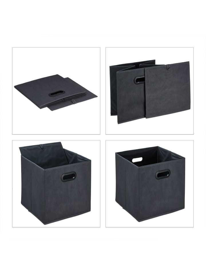 relaxdays 4 x Aufbewahrungsbox in Grau - (B)33 x (H)32 x (T)33 cm günstig kaufen onesize