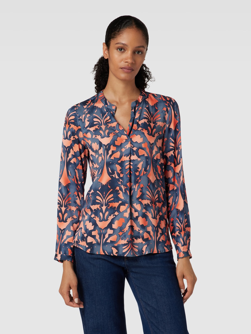 Blusenshirt mit Tunikakragen in apricot