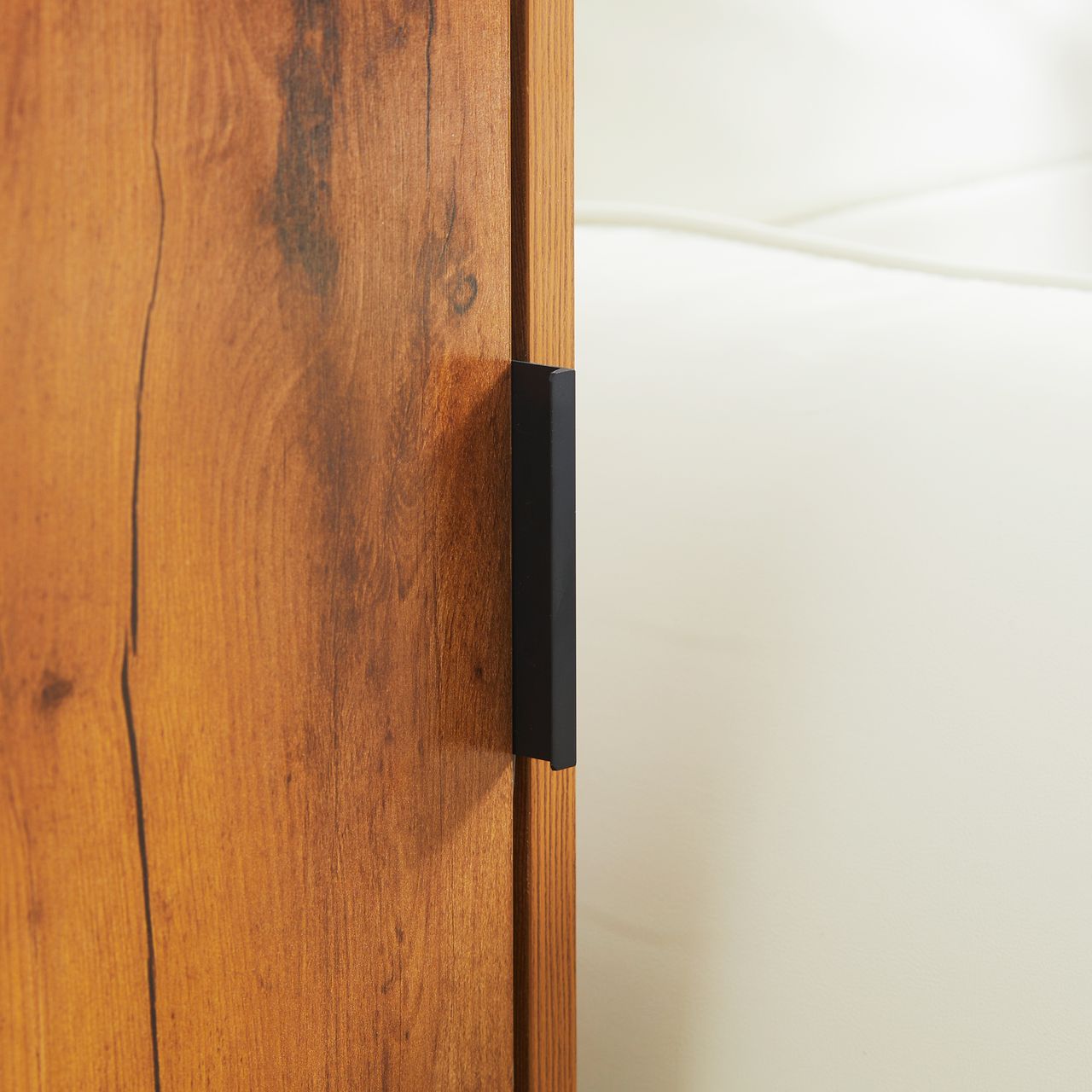 HOMCOM Konsolentisch, Flurtisch mit Schrank, Sofatisch im Industriedesign Natur