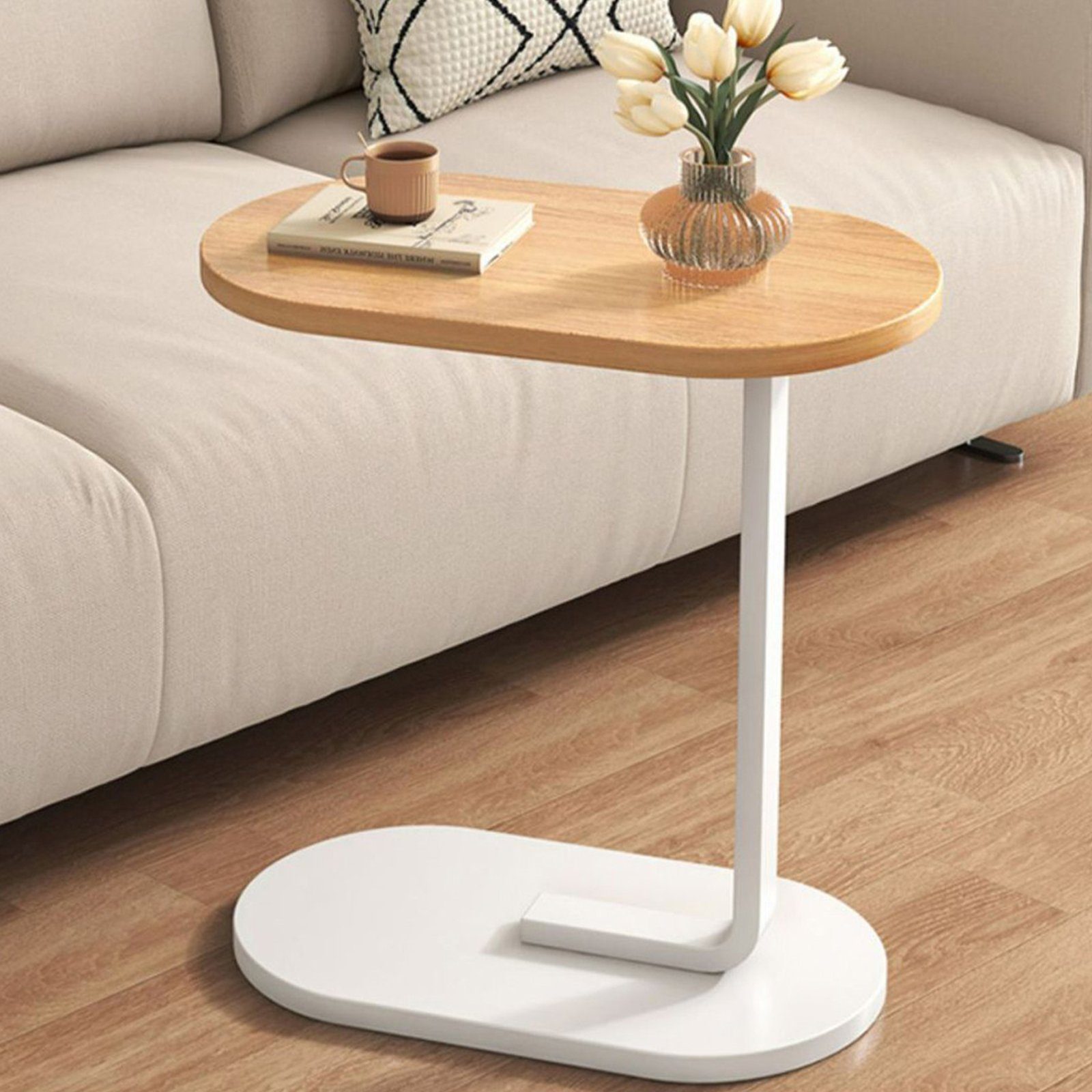 OKWISH Couchtisch Sofatisch Kaffeetisch Teetisch Telefontisch Beistelltisch Nachttisch (45 cm x 30 cm x 63 cm, Ablagetisch elliptisch Wohnzimmertisch Laptoptisch MDF Platte Vintage), Tisch Wohnzimmer Schlafzimmer Arbeitszimmer Küche Balkon Badezimmer