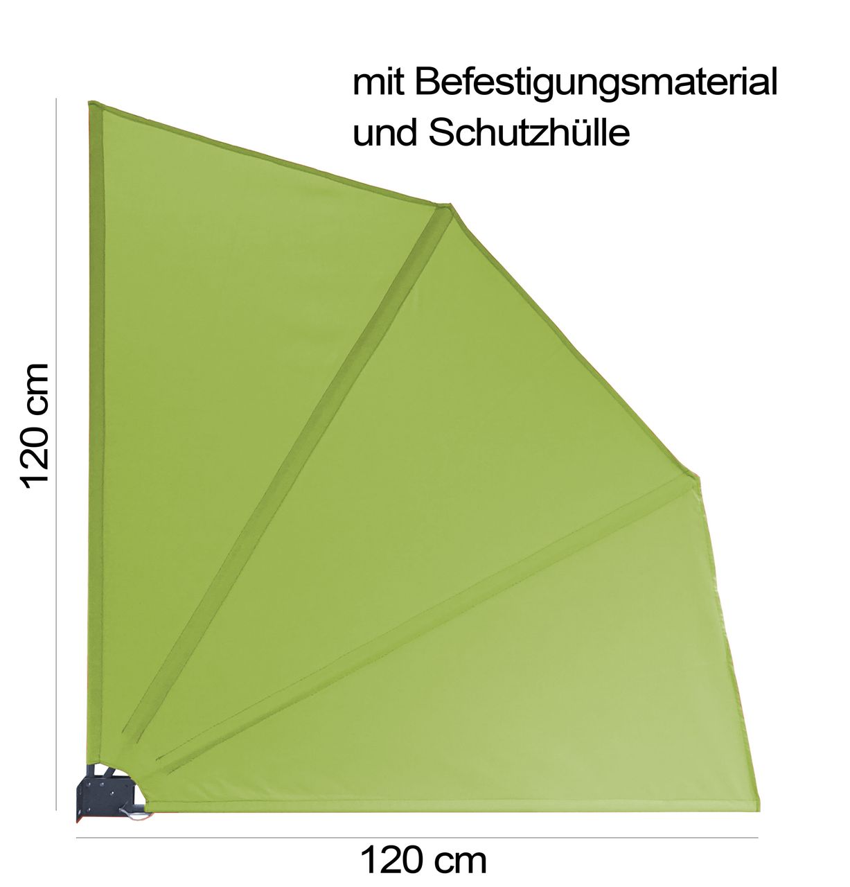 Grasekamp Balkonfächer 120 x 120 cm Apfelgrün mit Wandhalterung Trennwand Sichtschutz