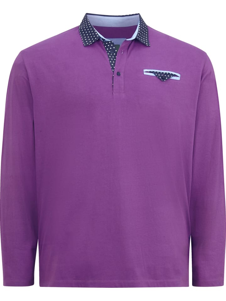 Charles Colby Langarm-Poloshirt EARL WYETT in pink günstig kaufen XXL