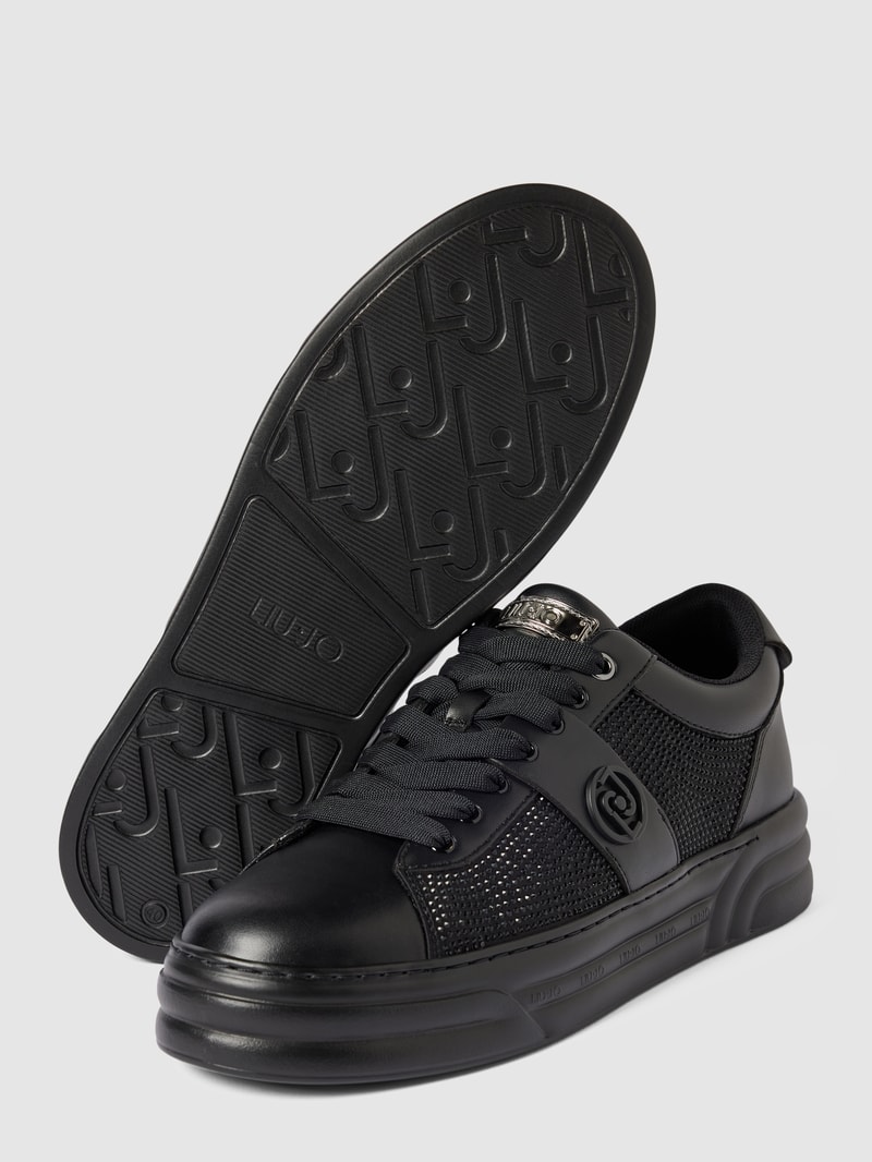 Sneakers mit Label-Details Modell 'CLEO' in schwarz