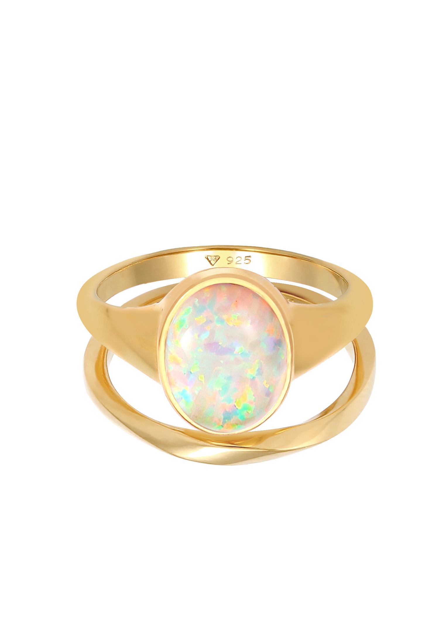 Elli Set Classic Opal Basic Twist 925 Silver Gold Plated