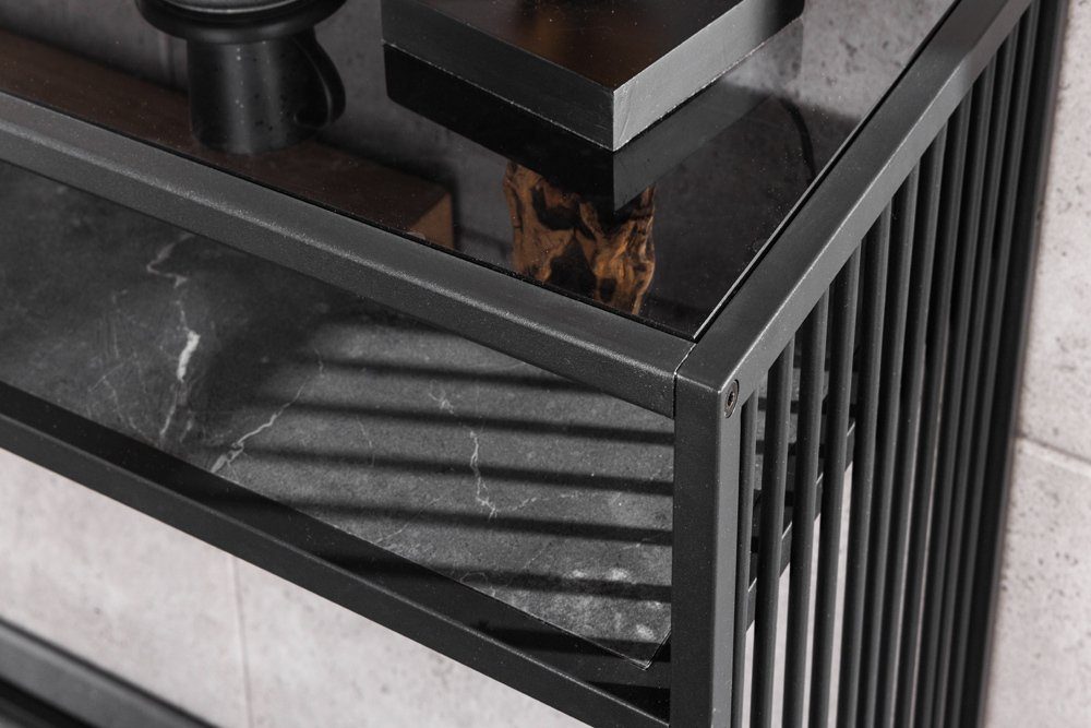 riess-ambiente Konsolentisch ARCHITECTURE 120cm schwarz (Einzelartikel, 1-St), Wohnzimmer · Glas · Metall · Marmor-Optik · Flur · Industrial Design
