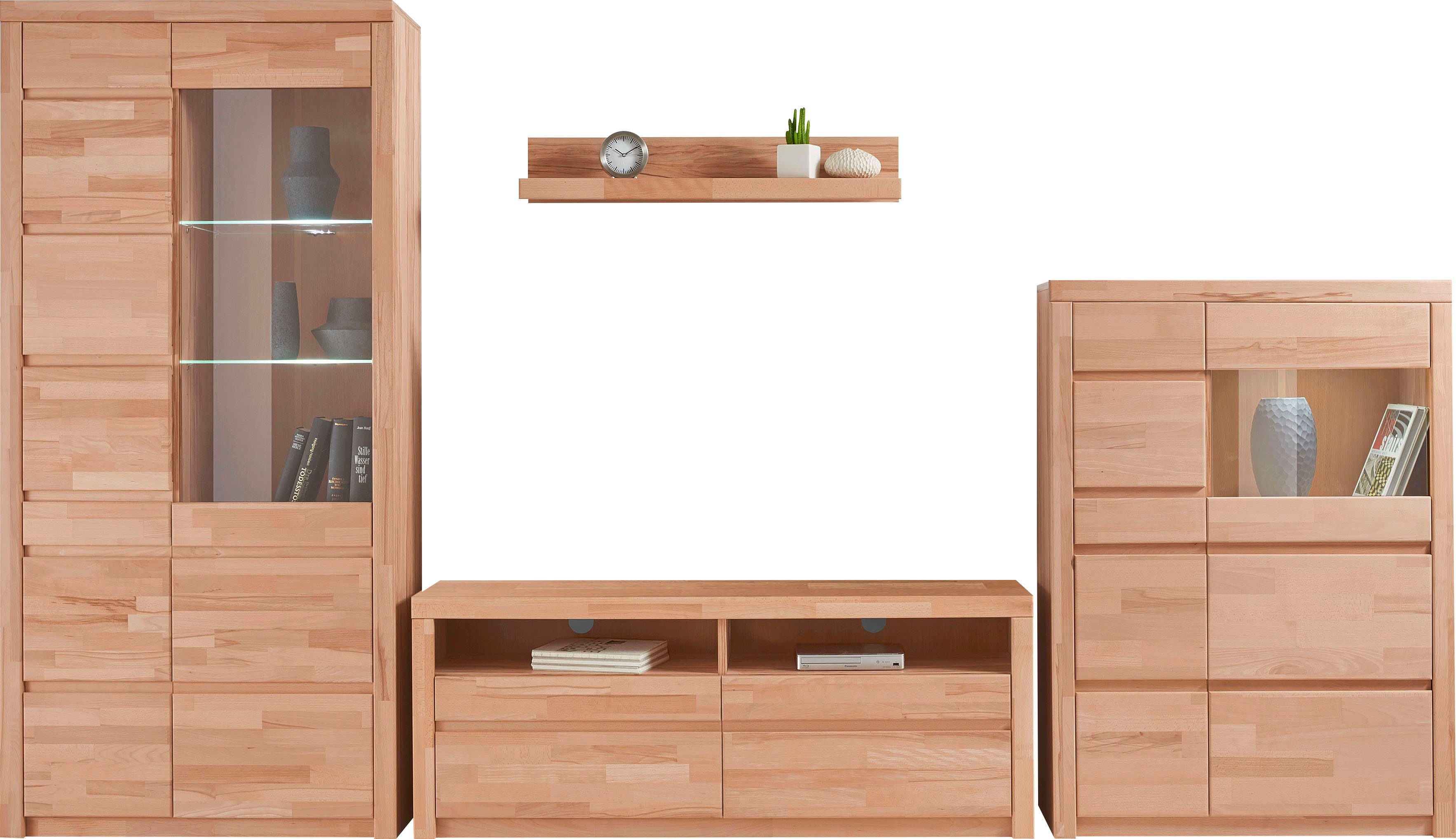 Woltra Wohnwand Silkeborg, (Set, 4-St), teilmassives Holz
