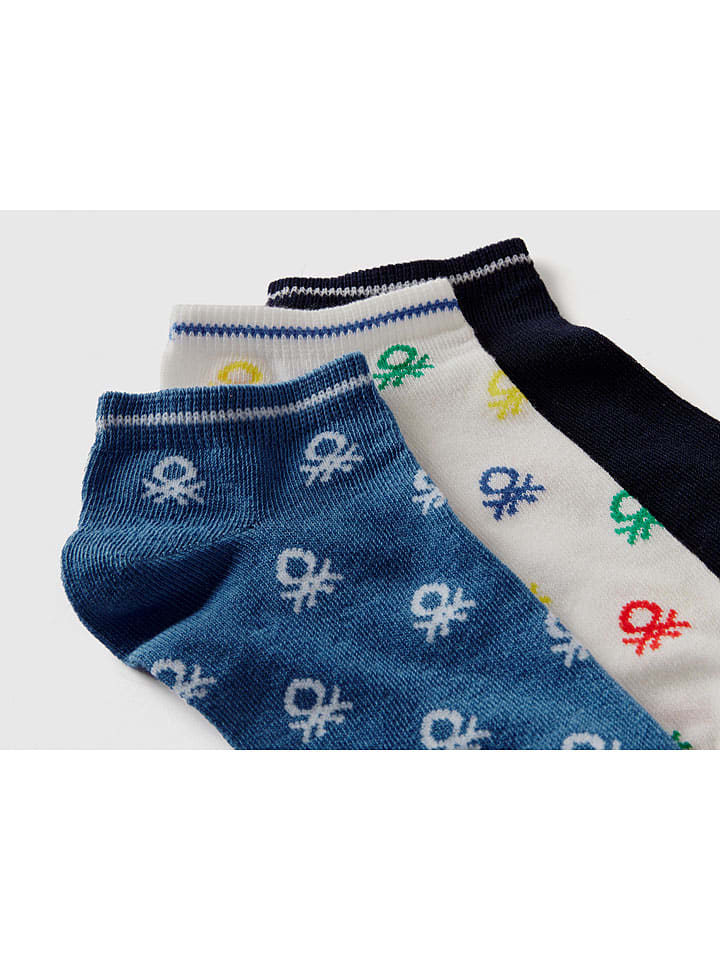 Benetton 3er-Set: Socken in Blau/ Weiß günstig kaufen