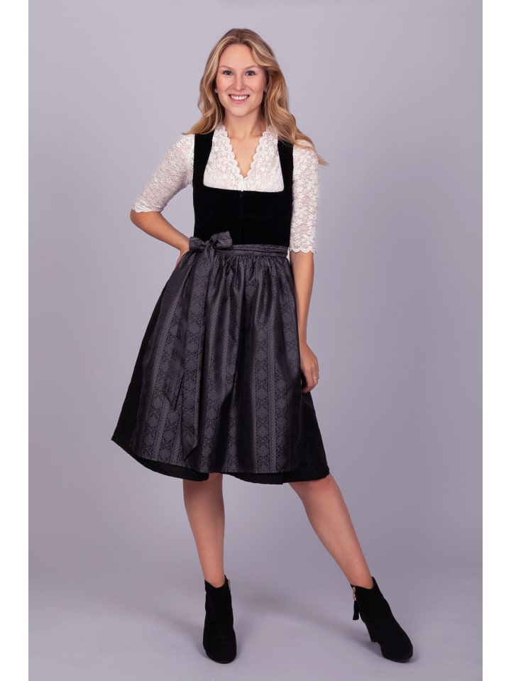 Edelnice Midi Dirndl Evi Samt Schwarz in schwarz günstig kaufen