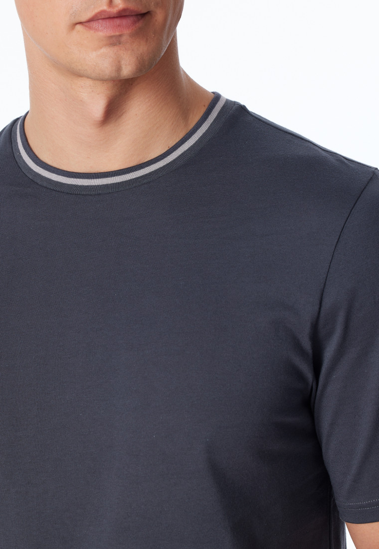 Schlafanzug kurz Organic Cotton Streifen kohle - Selected! Premium