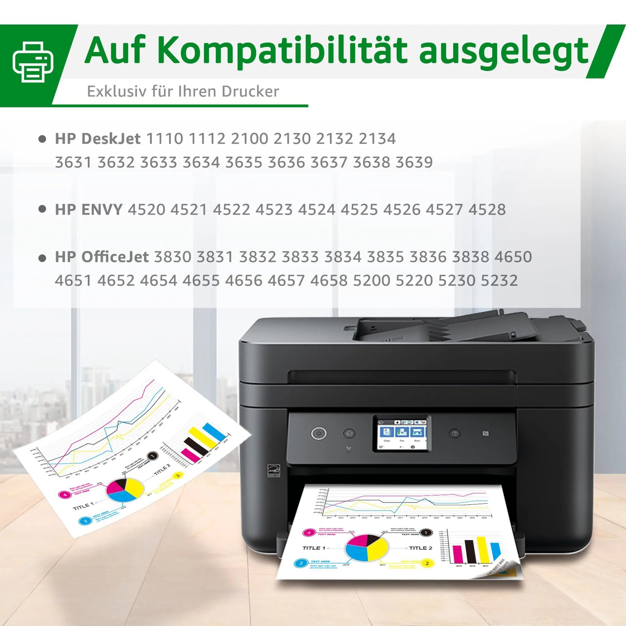 Greensky Remanufactured Druckerpatrone für HP 302XL HP 302 Tintenpatrone (für HP 302 xl Envy 4525 4520 4527 Deskjet 1110 2130 2132 2134 3630 3632 3633 3634 3636 3638, Officejet 3831 3830 3833 5230 5220)