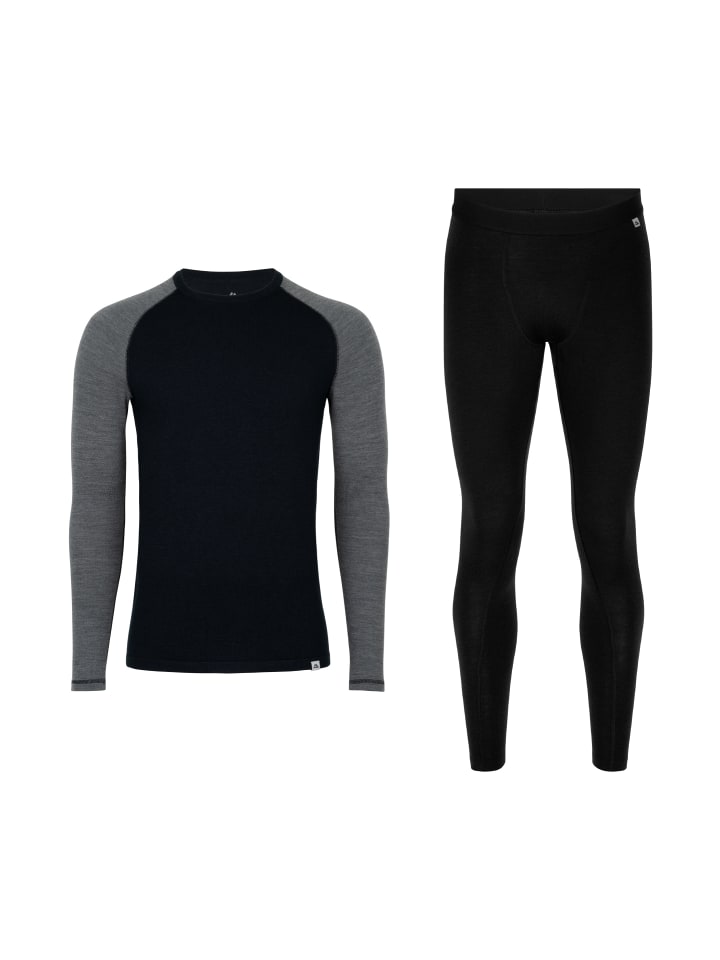 DANISH ENDURANCE Baselayer-Set Merino Baselayer in black/dark grey günstig kaufen