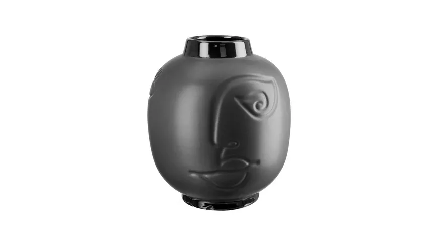 GILDE Gesichtsvase bauchig H=21cm Schwarz