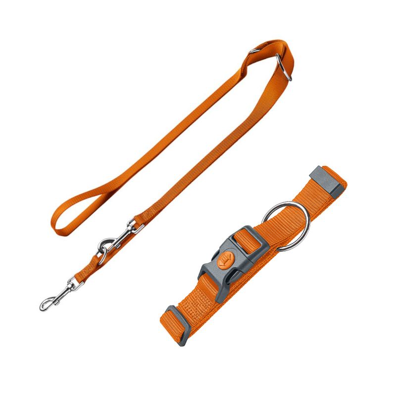 Sparset HUNTER Halsband + Führleine London, orange