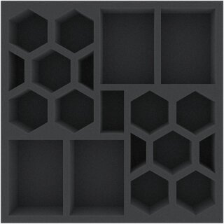 285 mm x 285 mm x 50 mm Schaumstoffeinlage für Brettspiele - 19 Fächer